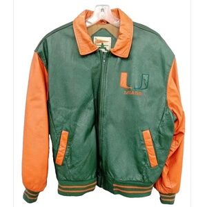 Vintage Authentic 90's Miami Hurricanes Leather Varsity Jacket Size XL Heavywear